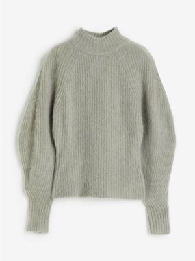 Mohair-Wool Blend Sweater - H&M Premium Selection - Green - Womens Small